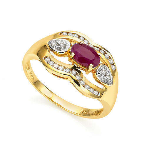 FINE RUBY FINE COLOUR DIAMOND RING IN SOLID 14KT GOLD NO RESERVE!!!!
