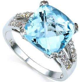 WELL MADE 9KT WHITE GOLD BLUE TOPAZ AND DIAMOND RING VVS CLEAN!!!! CRAZY AUCTIONS! NO RESERVE!