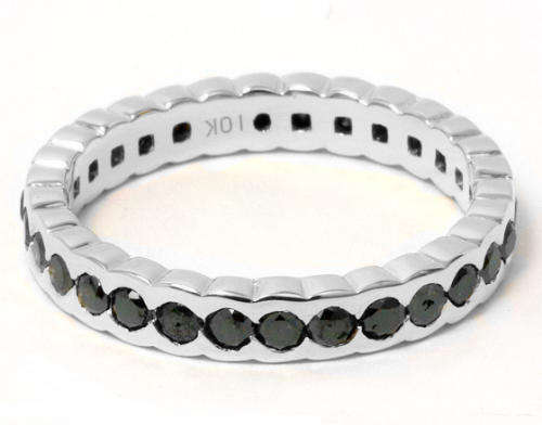 GENUINE BLACK DIAMOND ETERNITY RING IN SOLID 10KT WHITE GOLD 1.00CTS NO RESERVE!!!!!!!!!!!!!!!!!!
