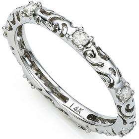 WELL MADE SOLID 14KT WHITE GOLD DIAMOND RING