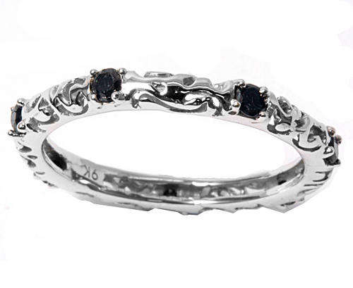 WELL MADE SOLID 9KT WHITE GOLD 1/4CT BLACK DIAMOND RING