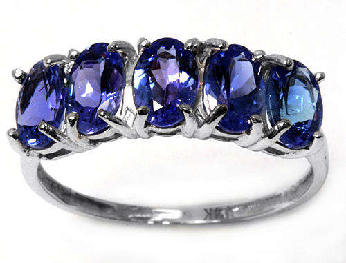 WELL MADE EXCELLENT VS TANZANITE RING IN SOLID 9KT WHITE GOLD FINE MATCHING COLOUR