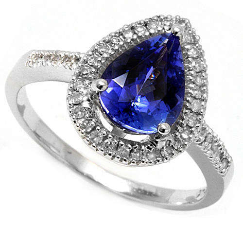 FINE VVS TANZANITE AND DIAMOND RING IN SOLID 14KT GOLD