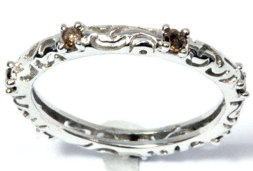WELL MADE SOLID 9KT WHITE GOLD 1/4CT BROWN DIAMOND RING