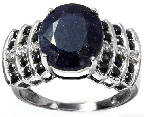 GREAT BIG SOLID 9KT WHITE GOLD 8.5CT GENUINE SAPPHIRE AND DIAMOND RING