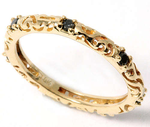 WELL MADE SOLID 9KT YELLOW GOLD 1/4CT BLACK DIAMOND RING