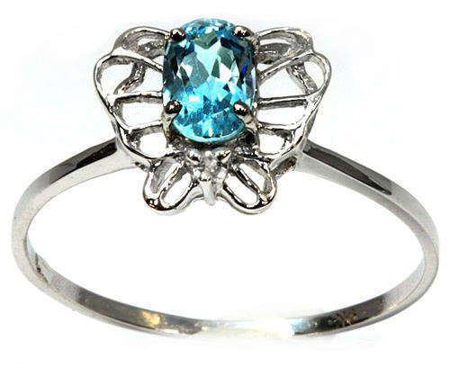 NEW!! SOLID 9KT WHITE GOLD GENUINE BLUE TOPAZ AND DIAMOND RING