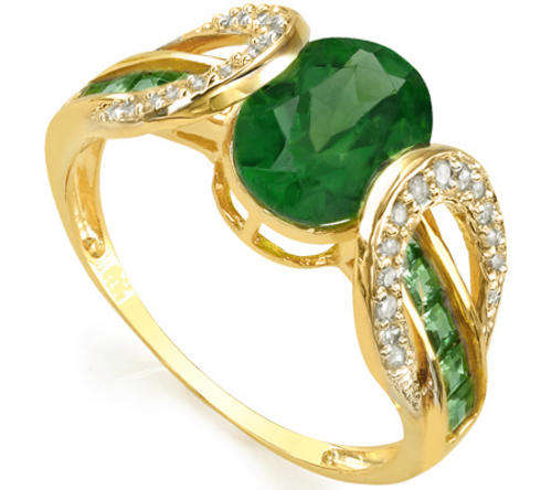 NEW!! SOLID 14KT GOLD EMERALD AND DIAMOND RING