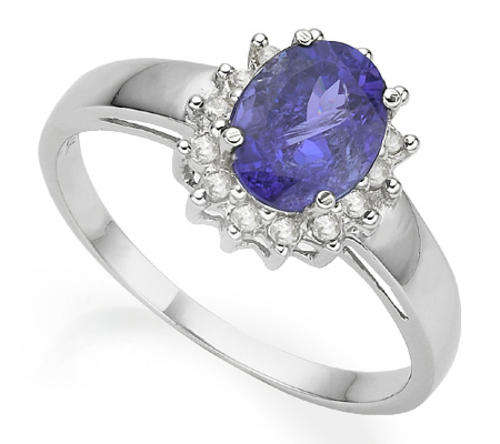 NEW!! SOLID 14KT WHITE GOLD 1.67CT TANZANITE AND DIAMOND RING