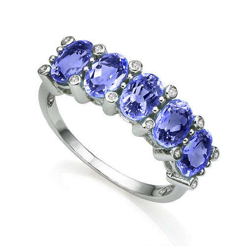 BRAND NEW AAA 9KT WHITE GOLD TANZANITE AND DIAMOND RING