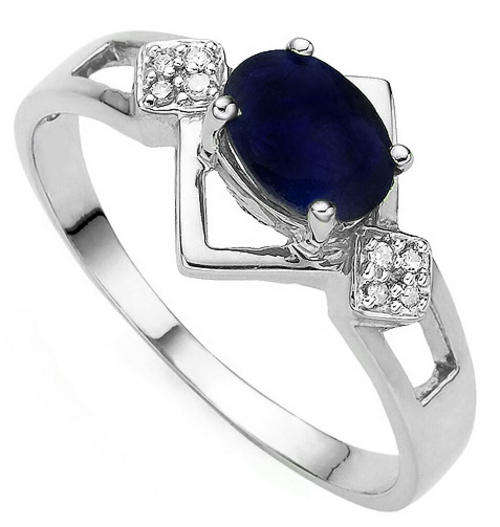 SOLID 9KT WHITE GOLD GENUINE SAPPHIRE AND DIAMOND RING