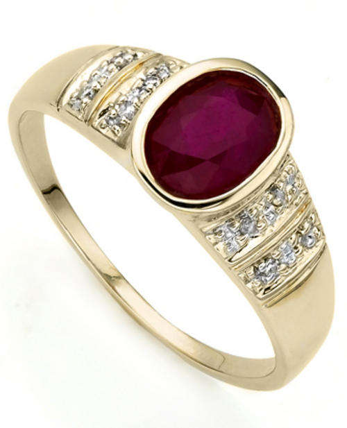 SOLID 9KT YELLOW GOLD GENUINE RUBY AND DIAMOND RING