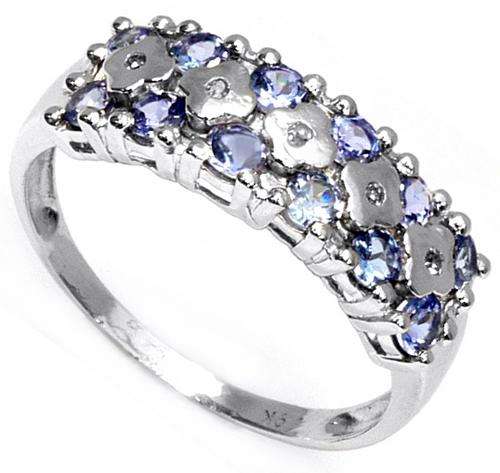 SOLID 9KT WHITE GOLD GENUINE TANZANITE & DIAMOND RING EXCELLENT