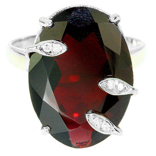 SOLID 9KT WHITE GOLD GENUINE GARNET AND DIAMOND RING