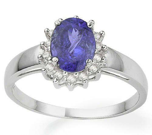 EXCELLENT!! BEAUTIFUL SPARKLING GENUINE TANZANITE & GENUINE DIAMONDS 14KT SOLID GOLD RING