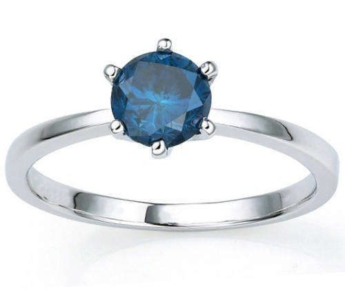 EXCELLENT FINE 0.45CT VS BLUE DIAMOND RING IN SOLID 10KT WHITE GOLD, NO RESERVE!!!!