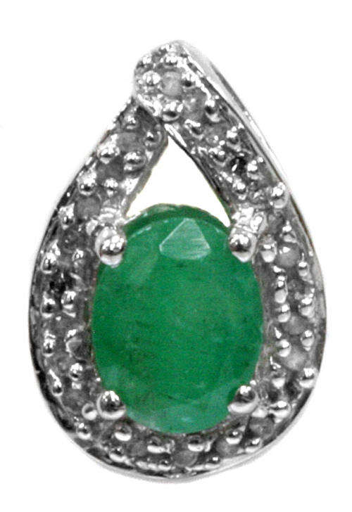 FINE 1.80CT EMERALD PENDANT IN SOLID 14KT WHITE GOLD FINE AAA+++
