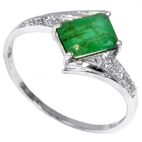 NEW! SOLID 9KT WHITE GOLD GENUINE EMERALD AND DIAMOND RING