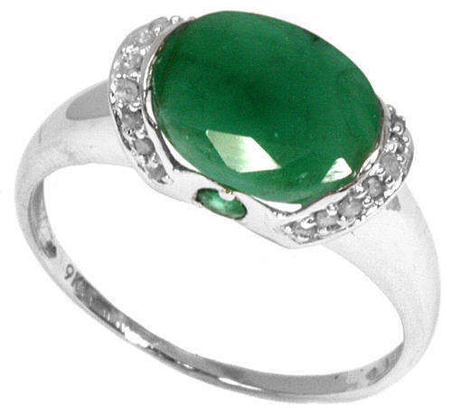 NEW SOLID 9KT WHITE GOLD GENUINE EMERALD AND DIAMOND RING
