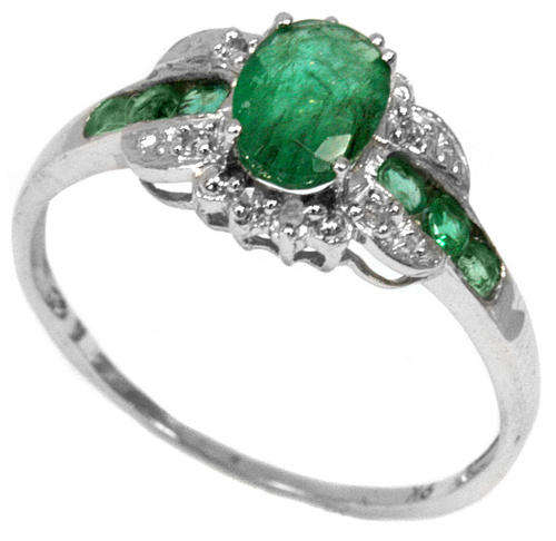 GREAT BIG SOLID 9KT WHITE GOLD GENUINE EMERALD AND DIAMOND RING