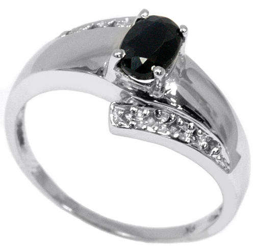 FINE SOLID 9KT WHITE GOLD GENUINE SAPPHIRE & DIAMOND RING