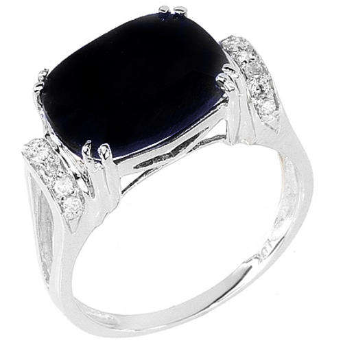 FANCY SOLID 9KT WHITE GOLD 5CT GENUINE SAPPHIRE AND DIAMOND RING