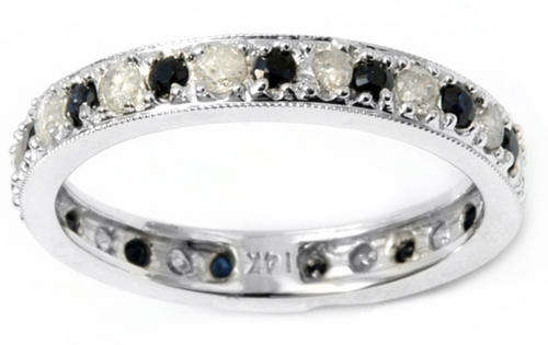SOLID 14KT WHITE GOLD GENUINE SAPPHIRE AND WHITE DIAMOND RING