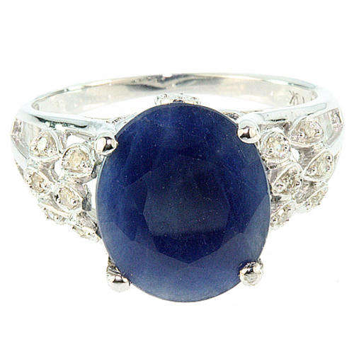 GREAT!! SOLID 9KT WHITE GOLD 4CT GENUINE SAPPHIRE & DIAMONDS RING