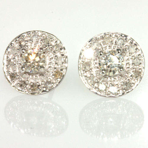 SPARKLING !! (26 PCS - 0.65 CT - VS-SI) GENUINE DIAMONDS 14KT SOLID GOLD EARRINGS