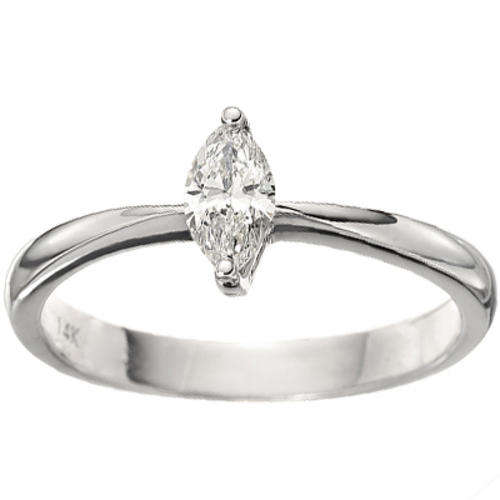 (0.41 CT - VS) MARQUISE CUT GENUINE DIAMONDS W/ 14KT SOLID GOLD ENGAGEMENT RING