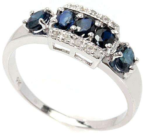 SOLID 9KT WHITE GOLD GENUINE SAPPHIRE AND DIAMOND RING