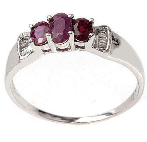 GENUINE RUBY AND DIAMOND RING SOLID 9KT WHITE GOLD