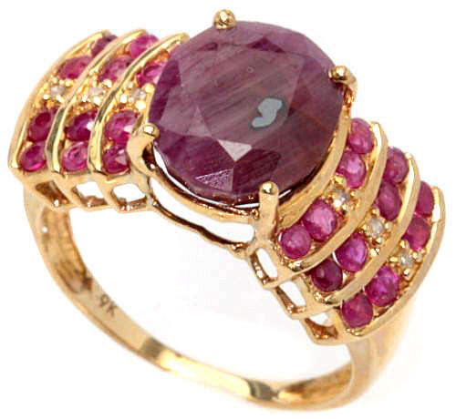 GREAT BIG SOLID 9KT YELLOW GOLD 8.5CT GENUINE RUBY AND DIAMOND RING