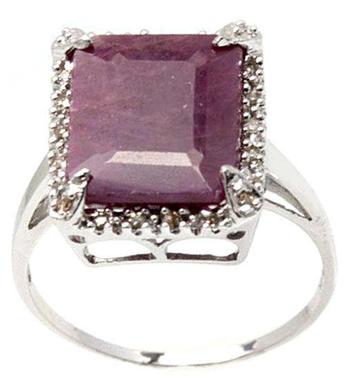 NEW! 9KT SOLID WHITE GOLD RUBY AND DIAMOND RING