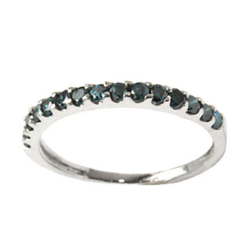 NEW SOLID 9KT WHITE GOLD ROUND BLUE DIAMOND ANNIVERSARY BAND