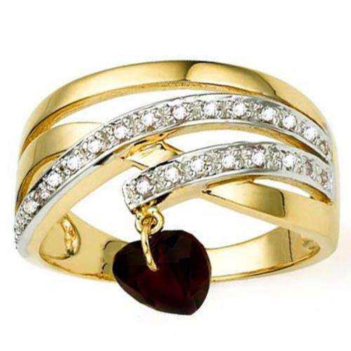 GENUINE RUBY & 25PCS WHITE DIAMOND 14K GOLD OVER 925 STERLING SILVER RING