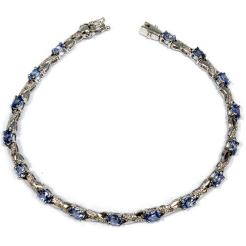 2.52 CT GENUINE TANZANITE & 16PCS WHITE DIAMOND 0.925 STERLING SILVER BRACELET