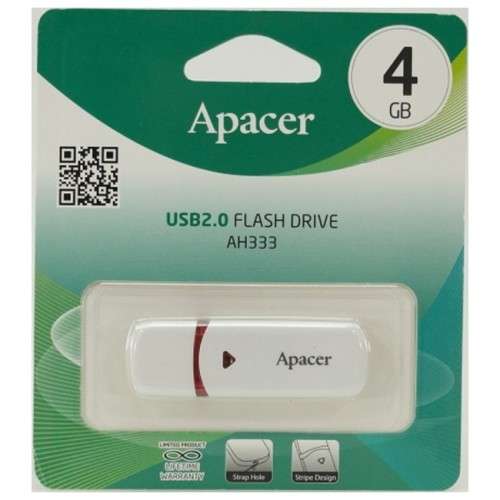Apacer 4GB USB 2.0 Flash Drive White - AH333W