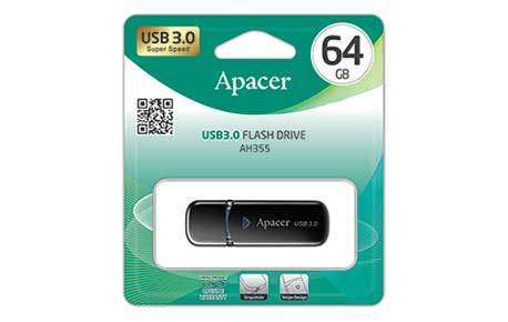 Apacer 64GB USB 3.0 Flash Drive Black - AH355B