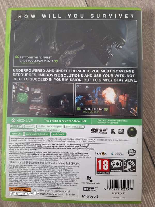 Alien Isolation (XBOX 360) - NEXT BUSINESS DAY SHIPPING!