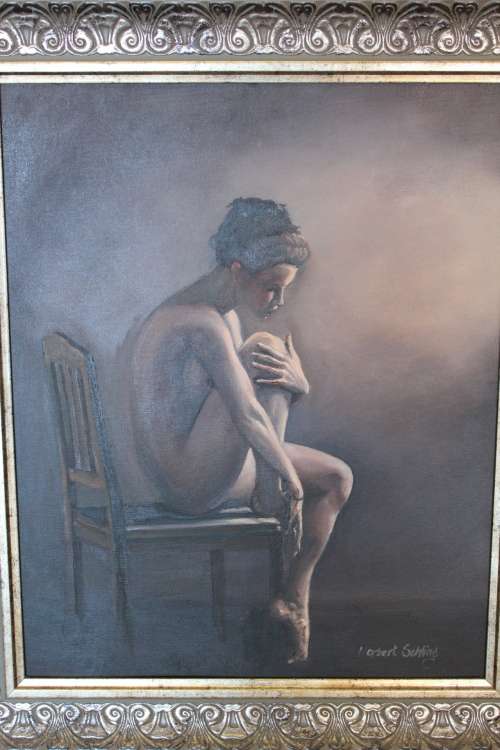 Original Norbert Schling Oil on board Nude 39.5 x 49cm (measurements exclude frames)