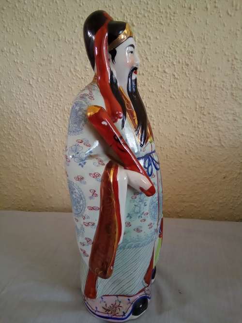 HUGE VINTAGE ORIENTAL HAND PAINTED PORCELAIN FIGURINE 32CM TALL