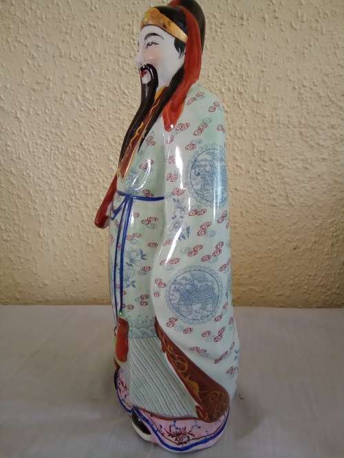 HUGE VINTAGE ORIENTAL HAND PAINTED PORCELAIN FIGURINE 32CM TALL
