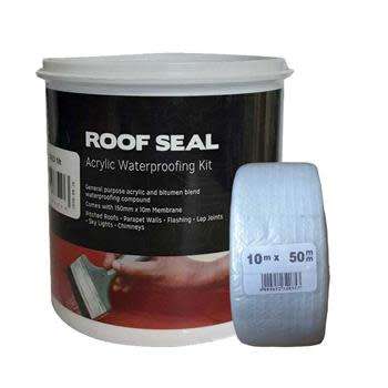 Roof Seal Kit Acrylic Waterproofing Kit 1ltr Black with Membrane