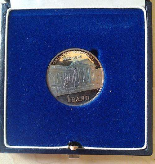 1985 Proof Parliament Silver Rand in box