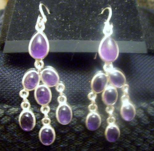 CRAZY R1 START!!!!! Chandelier style sterling silver earrings with pretty amethyst stones