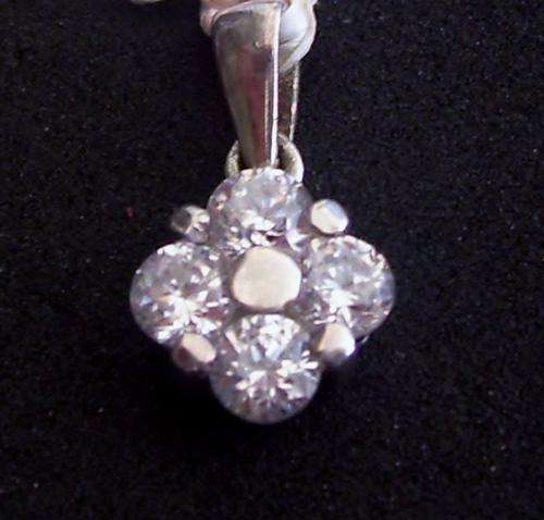 Elegant Sterling Silver simulated diamonds pendant