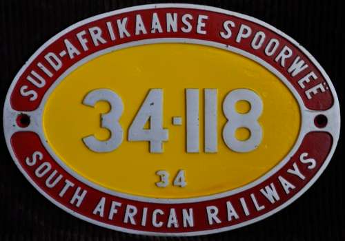 SAR Class 34 Number Plate 34-118 (Original)
