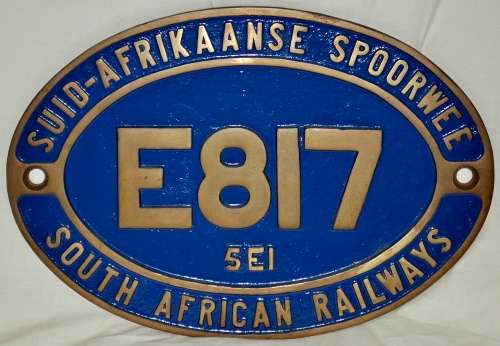 SAR Class 5EI (Series 3) Original Brass Number Plate E817