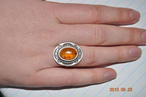 CRAZY START R1 !!!! BEAUTIFUL VINTAGE STERLING SILVER AMBER RING
